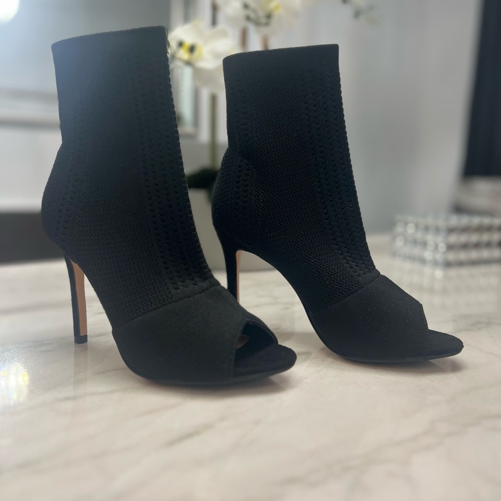 Nicole Miller Knitty Peep Toe Stiletto Bootie